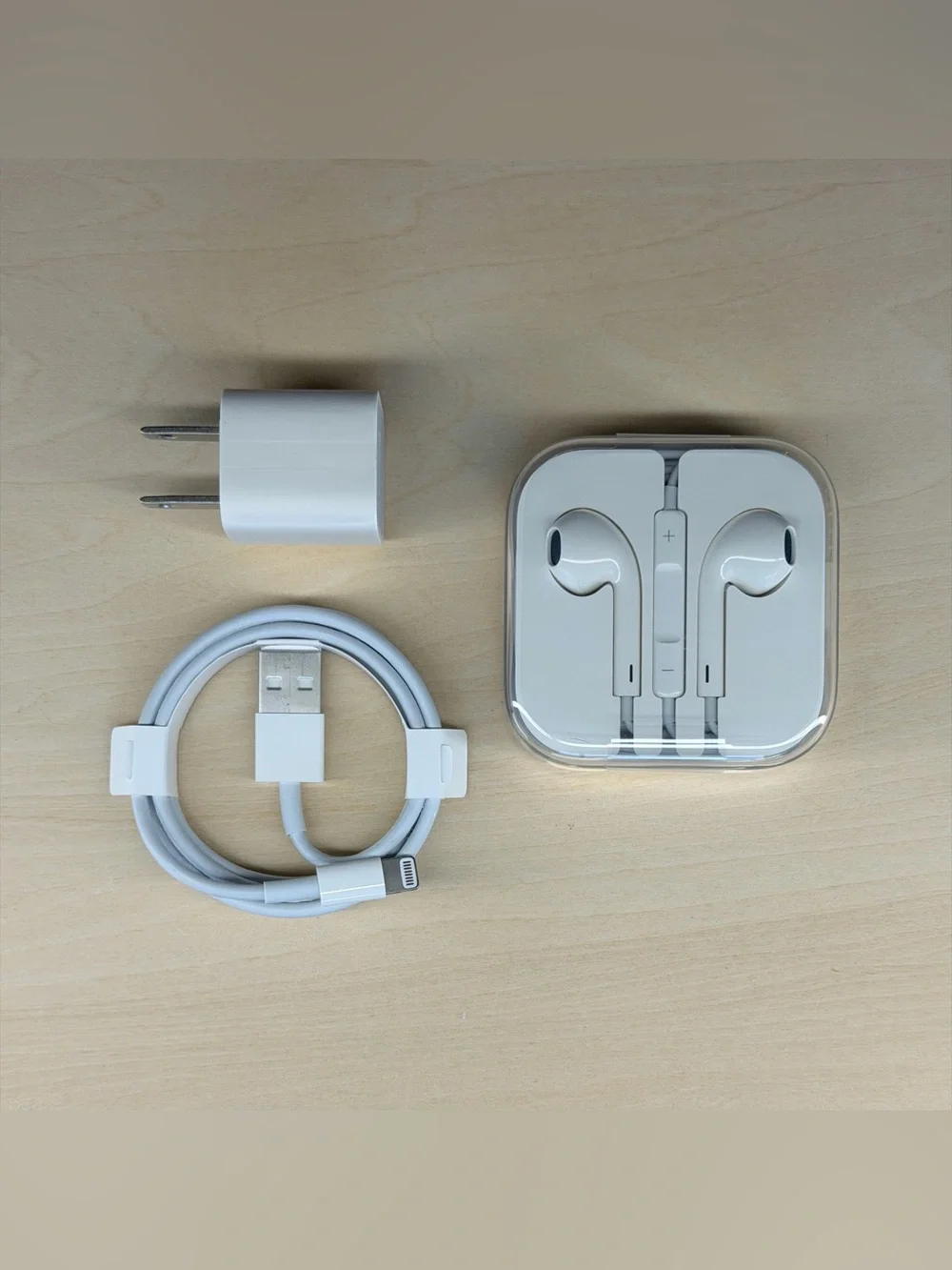 Apple Bundle OEM EarPods 3.5mm + Lightning USB Cable + USB Wall Charger NEW